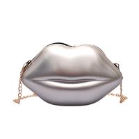 Women's Small Pu Leather Lips Fashion Profiled Zipper Chain Bag sku image 6
