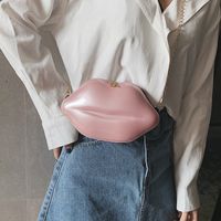 Women's Small Pu Leather Lips Fashion Profiled Zipper Chain Bag main image 8