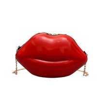 Women's Small Pu Leather Lips Fashion Profiled Zipper Chain Bag sku image 3