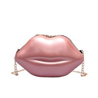 Women's Small Pu Leather Lips Fashion Profiled Zipper Chain Bag sku image 7