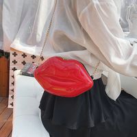 Women's Small Pu Leather Lips Fashion Profiled Zipper Chain Bag main image 7