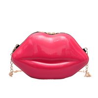 Women's Small Pu Leather Lips Fashion Profiled Zipper Chain Bag sku image 5