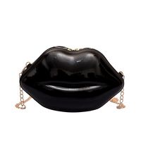 Women's Small Pu Leather Lips Fashion Profiled Zipper Chain Bag sku image 4