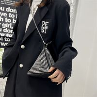 Women's Small Pu Leather Solid Color Streetwear Rhinestone Dumpling Shape Zipper Chain Bag main image 5