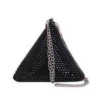 Women's Small Pu Leather Solid Color Streetwear Rhinestone Dumpling Shape Zipper Chain Bag sku image 1