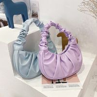 Women's Small Pu Leather Solid Color Fashion Dumpling Shape Zipper Ruched Bag main image 1