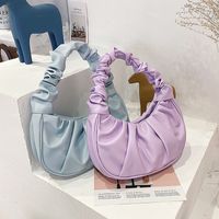 Women's Small Pu Leather Solid Color Fashion Dumpling Shape Zipper Ruched Bag main image 6