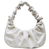 Women's Small Pu Leather Solid Color Fashion Dumpling Shape Zipper Ruched Bag sku image 1
