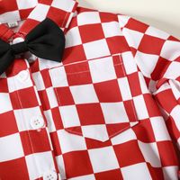 Preppy Style Solid Color Grid Side Pockets Bowknot Polyester Girls Clothing Sets main image 7
