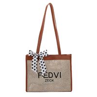 Women's Small Straw Solid Color Fashion Ribbon Square Open Tote Bag main image 3