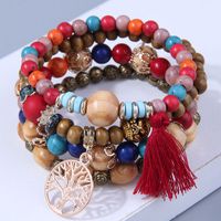 Bohemian Geometric Alloy Wood Beaded Bracelets 1 Set main image 9