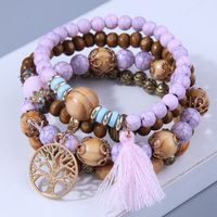 Bohemian Geometric Alloy Wood Beaded Bracelets 1 Set main image 8