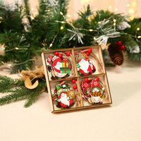 Christmas Cute Santa Claus Wood Party Hanging Ornaments 12 Pieces main image 5