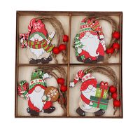 Christmas Cute Santa Claus Wood Party Hanging Ornaments 12 Pieces sku image 2