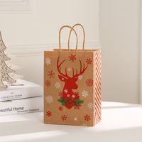 Christmas Cute Christmas Hat Christmas Tree Elk Kraft Paper Daily Gift Bags 1 Piece sku image 3