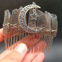 Retro Star Moon Natural Crystal Handmade Hair Combs sku image 3