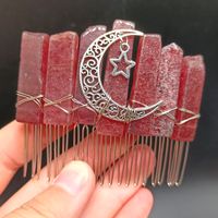 Retro Star Moon Natural Crystal Handmade Hair Combs sku image 11