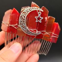 Retro Star Moon Natural Crystal Handmade Hair Combs sku image 7