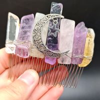 Retro Star Moon Natural Crystal Handmade Hair Combs sku image 15