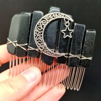 Retro Star Moon Natural Crystal Handmade Hair Combs sku image 2