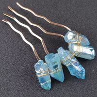 Fashion U Shape Natural Crystal Handmade Hair Combs sku image 7