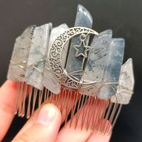 Retro Star Moon Natural Crystal Handmade Hair Combs sku image 5