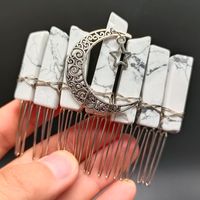 Retro Star Moon Natural Crystal Handmade Hair Combs sku image 9