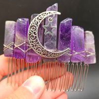 Retro Star Moon Natural Crystal Handmade Hair Combs sku image 13