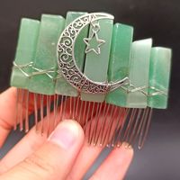 Retro Star Moon Natural Crystal Handmade Hair Combs sku image 4
