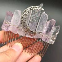 Retro Star Moon Natural Crystal Handmade Hair Combs sku image 8