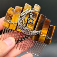 Retro Star Moon Natural Crystal Handmade Hair Combs sku image 12