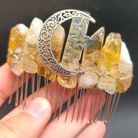 Retro Star Moon Natural Crystal Handmade Hair Combs sku image 16