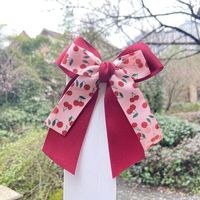 Cute Cherry Bow Knot Cloth Ribbon Hair Clip 1 Piece sku image 7