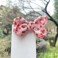 Cute Cherry Bow Knot Cloth Ribbon Hair Clip 1 Piece sku image 1