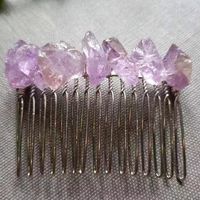 Retro Geometric Natural Crystal Handmade Hair Combs sku image 3