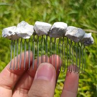 Retro Geometric Natural Crystal Handmade Hair Combs sku image 11