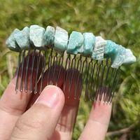 Retro Geometric Natural Crystal Handmade Hair Combs sku image 6
