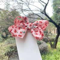 Cute Cherry Bow Knot Cloth Ribbon Hair Clip 1 Piece sku image 5