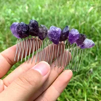 Retro Geometric Natural Crystal Handmade Hair Combs sku image 13