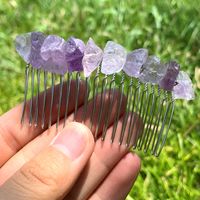 Retro Geometric Natural Crystal Handmade Hair Combs sku image 17