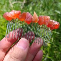 Retro Geometric Natural Crystal Handmade Hair Combs sku image 8