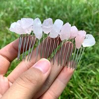 Retro Geometric Natural Crystal Handmade Hair Combs sku image 20