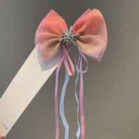Cute Bow Knot Snowflake Cloth Net Yarn Inlay Rhinestones Hair Clip 1 Piece sku image 2