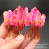 Retro Star Moon Crown Natural Crystal Handmade Hair Combs sku image 1
