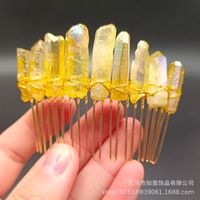 Retro Star Moon Crown Natural Crystal Handmade Hair Combs sku image 5