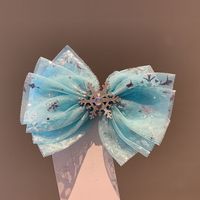Cute Bow Knot Snowflake Cloth Net Yarn Inlay Rhinestones Hair Clip 1 Piece sku image 3
