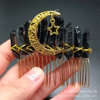 Retro Star Moon Crown Natural Crystal Handmade Hair Combs sku image 40