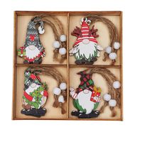 Christmas Cute Santa Claus Wood Party Hanging Ornaments 12 Pieces sku image 1