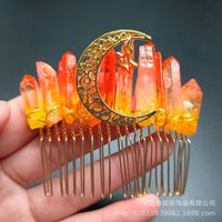 Retro Star Moon Crown Natural Crystal Handmade Hair Combs sku image 43
