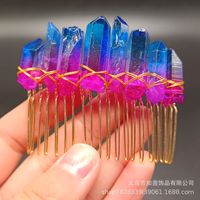 Retro Star Moon Crown Natural Crystal Handmade Hair Combs sku image 7